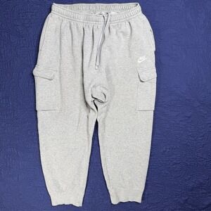 Nike Sportswear Fleece Cargo Jogger Sweatpants Gray Mens XL Read